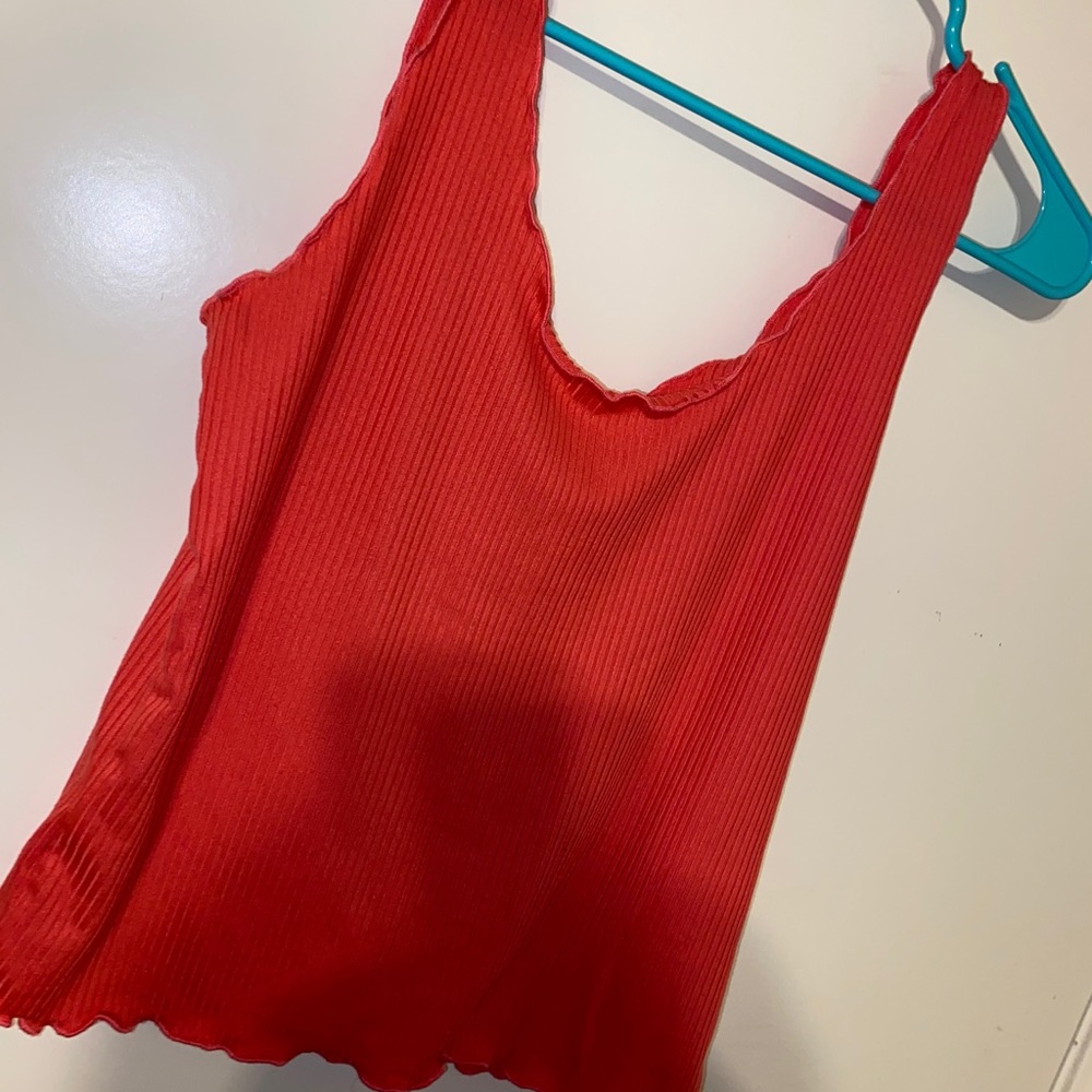 Coral ribbed crop top